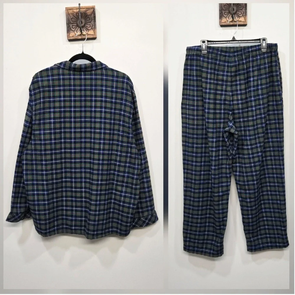 Roundtree & Yorke Portuguese Flannel Pajama Set XL Plaid Cotton Heritage Grandpa